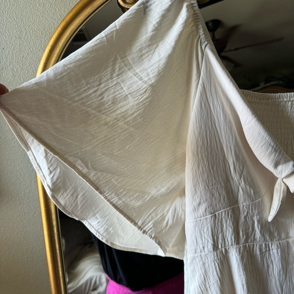 Tie knot v- neck a-line cocktail dress off white size xl - Picture 6 of 7